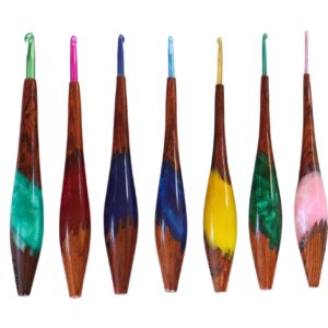 Wood mix Epoxy Resin Crochet Hook Set with Aluminum Tips – Artistic & Ergonomic
