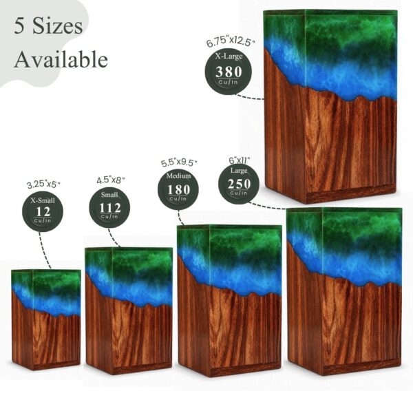 13 Gradient Epoxy Resin Cremation urn - Wood+Epoxy Resin | 5 Sizes