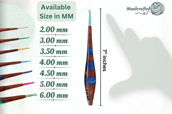 Wood & Epoxy Resin Crochet Hooks Set with Aluminum Tips – 2mm - 6mm