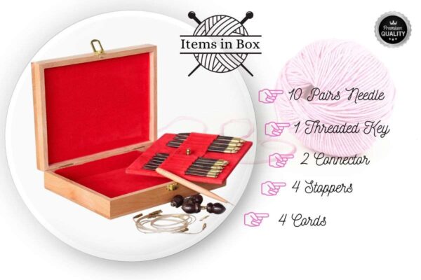 Interchangeable Knitting Needle Set – Wooden Organizer Box