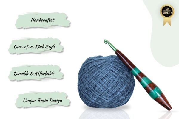 Wood & Epoxy Resin Crochet Hooks Set with Aluminum Tips – 2mm - 6mm