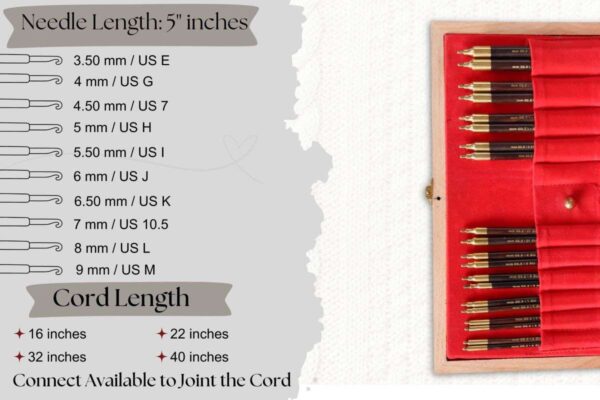 Interchangeable Knitting Needle Set – Wooden Organizer Box