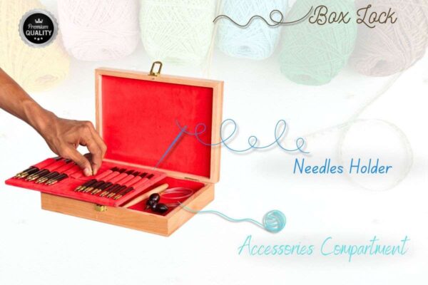 Interchangeable Knitting Needle Set – Wooden Organizer Box