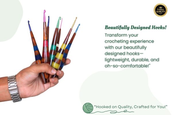Wood & Epoxy Resin Crochet Hooks Set with Aluminum Tips – 2mm - 6mm