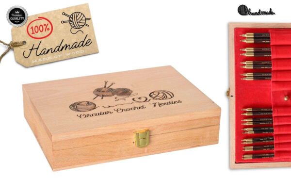 Interchangeable Knitting Needle Set – Wooden Organizer Box