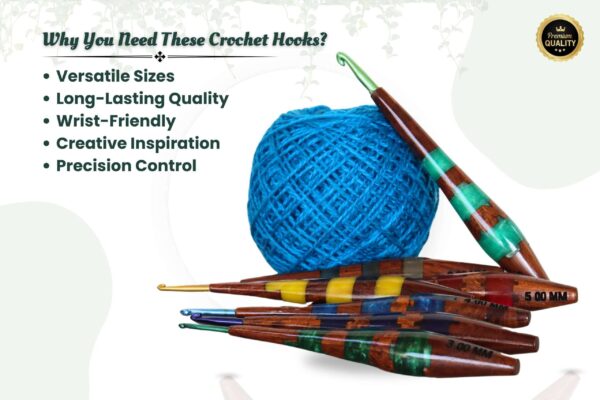 Wood & Epoxy Resin Crochet Hooks Set with Aluminum Tips – 2mm - 6mm