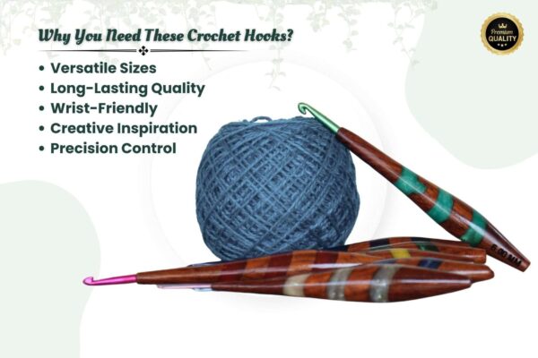 Wood & Resin Crochet Hooks Set with Aluminum Tips – 7 Sizes, Handcrafted with Resin Accents