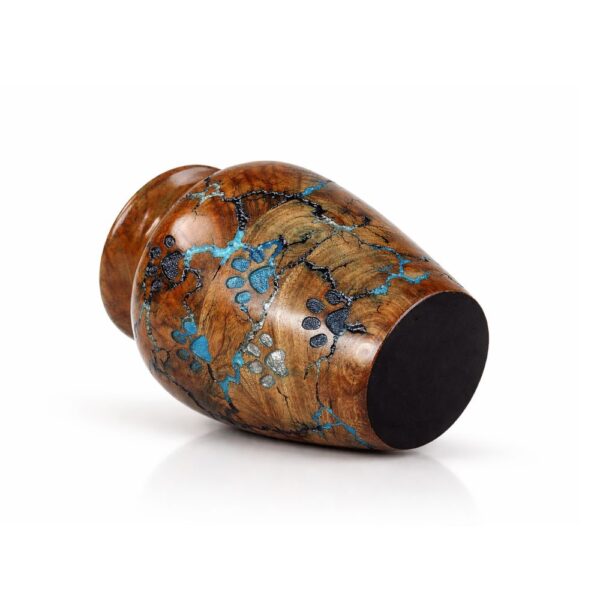 Wooden Pet Urn with Thunderstorm Design & Carved Paws - 5 sizes