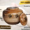 Carved Paw Wood Urn for Pet Ashes - 5 Sizes