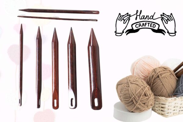 Wooden Stitch Needles – Premium Rosewood, Multiple Sizes