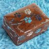 Lightning Streaks & Carved Paw Wooden Pet Urns for Ashes - 5 sizes