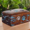 Lightning Streaks & Carved Paw Wooden Pet Urns for Ashes - 5 sizes