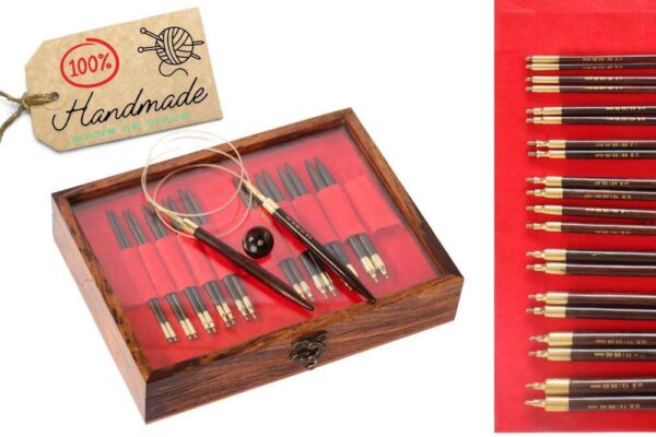 Interchangeable Knitting Needles Set with Wooden Box Organizer