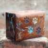 Lightning Streaks & Carved Paw Wooden Pet Urns for Ashes - 5 sizes