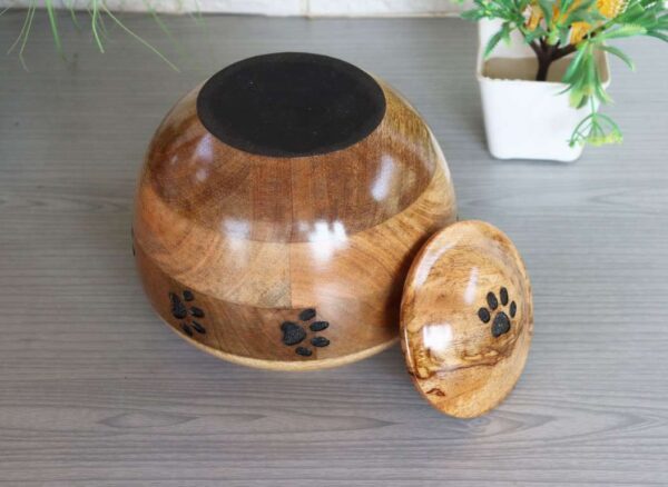 Carved Paw Wood Urn for Pet Ashes - 5 Sizes