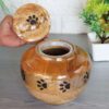 Carved Paw Wood Urn for Pet Ashes - 5 Sizes