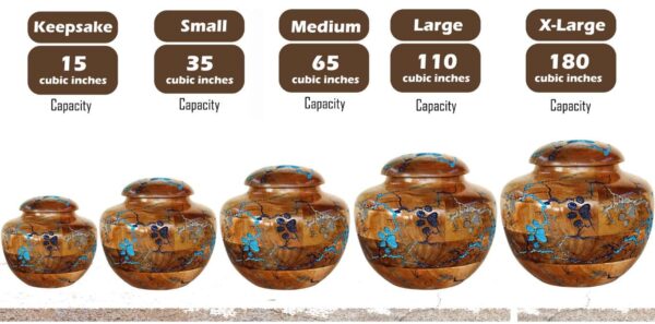 Carved Paw & Thunder Design Wooden Pet Ashes Urn - 5 sizes